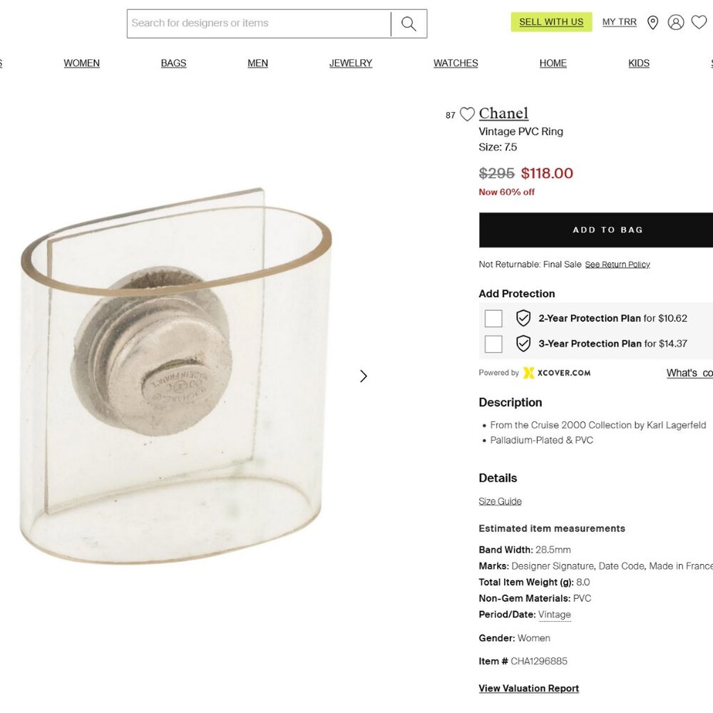 Authentic CHANEL Transparent Ring Year 2000 size 7 7.25 - Picture 8 of 12